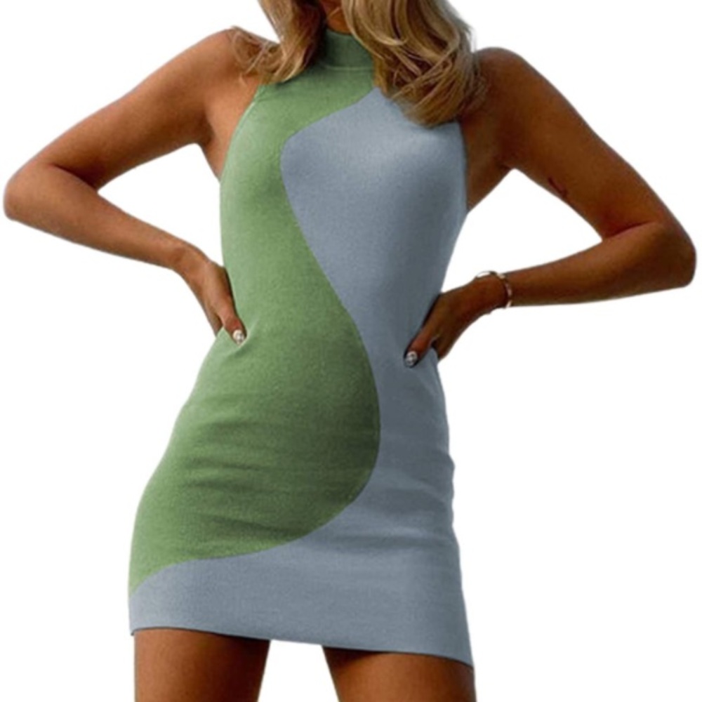 Green and blue dress